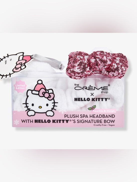 Hello Kitty Other - The Creme shop 🆕 Hello Kitty Plush Spa Headband face wash bow 🎀 glitter
